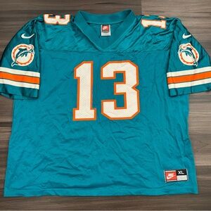 Vintage Nike 90s Miami Dolphins Dan Marino #13 NFL Aqua Home Jersey Men’s XL